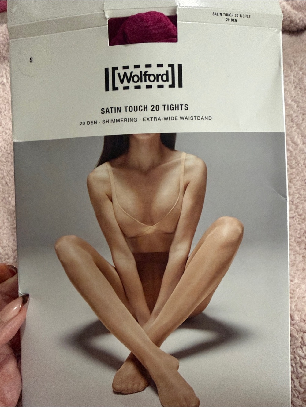Wolford Satin Touch 20 DEN Tights in Ruby Size small